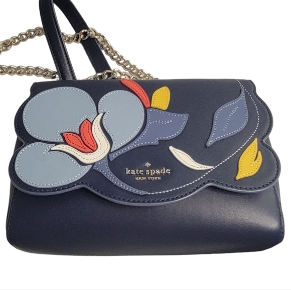 Rare Kate Spade NY Blazer Blue Floral Mini Emelyn Briar Lane Leather Bag NWOT - Picture 10 of 10